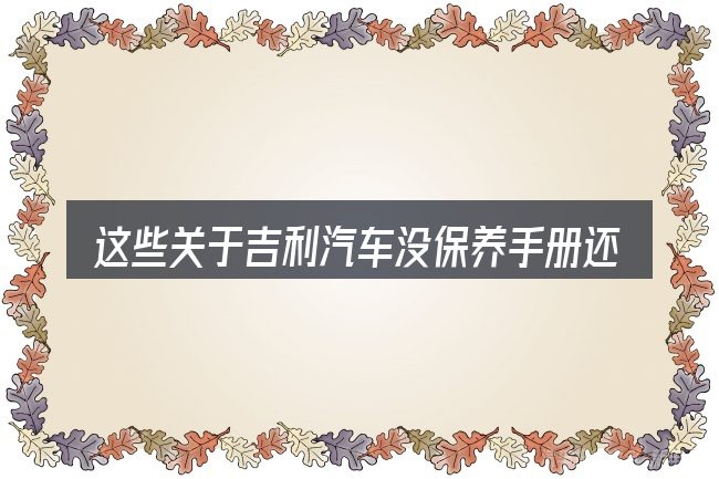 这些关于吉利汽车没保养手册还保修吗的理解可能有偏差