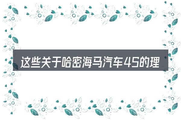 这些关于哈密海马汽车4S的理解可能有偏差