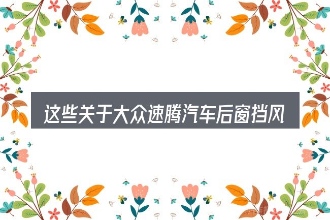 这些关于大众速腾汽车后窗挡风玻璃的理解可能有偏差