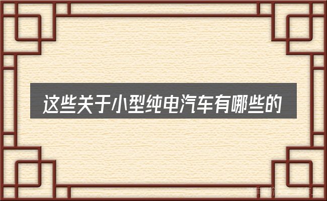 这些关于小型纯电汽车有哪些的理解可能有偏差