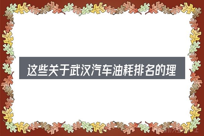这些关于武汉汽车油耗排名的理解可能有偏差