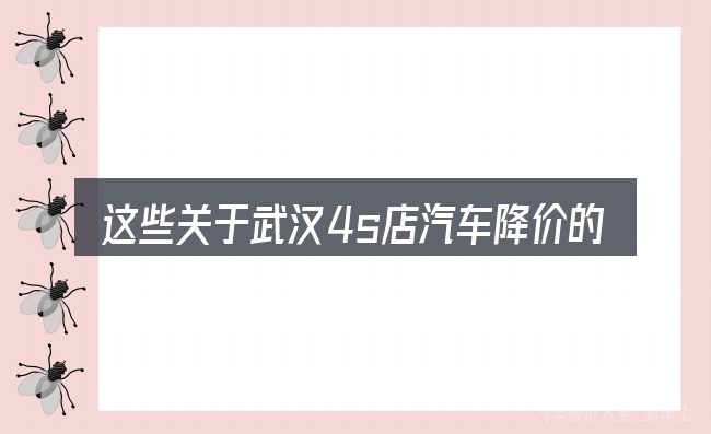 这些关于武汉4s店汽车降价的理解可能有偏差