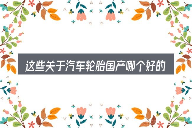 这些关于汽车轮胎国产哪个好的理解可能有偏差
