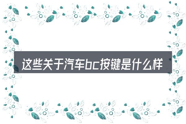 这些关于汽车bc按键是什么样的的理解可能有偏差