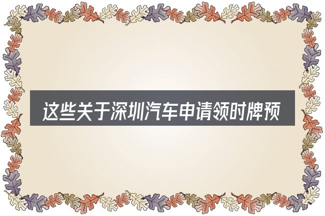 这些关于深圳汽车申请领时牌预约的理解可能有偏差