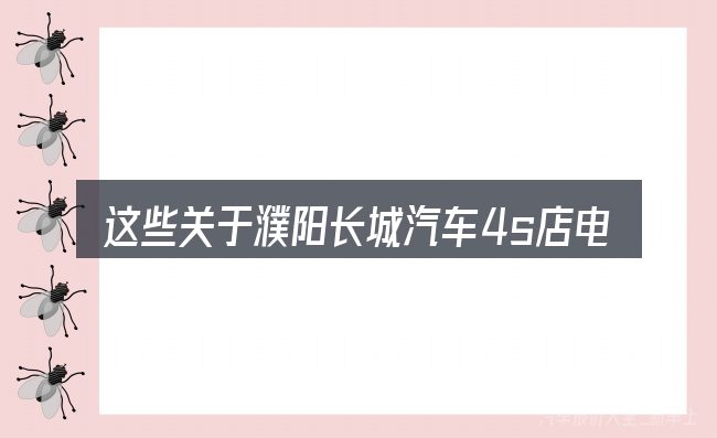 这些关于濮阳长城汽车4s店电话号码的理解可能有偏差