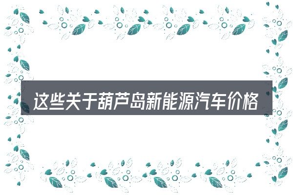 这些关于葫芦岛新能源汽车价格表的理解可能有偏差