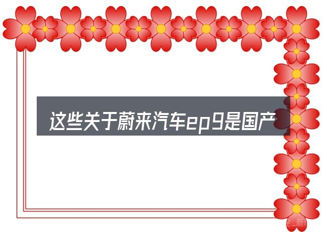 这些关于蔚来汽车ep9是国产的吗的理解可能有偏差