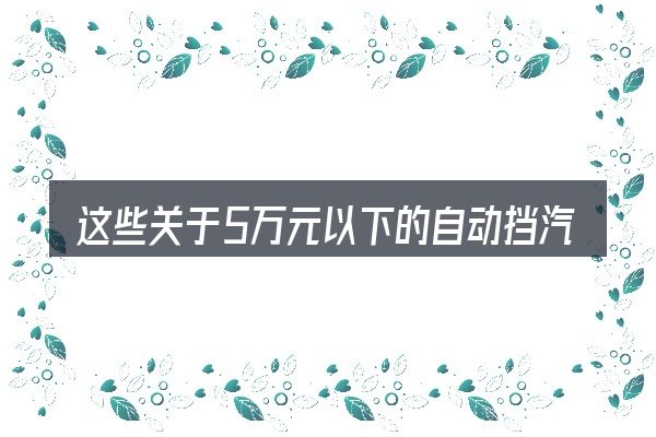 这些关于5万元以下的自动挡汽车哪个牌子好的理解可能有偏差