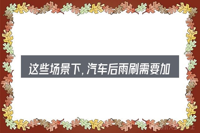 这些场景下,汽车后雨刷需要加水吗更值得考虑
