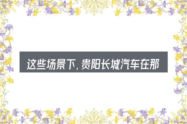 这些场景下,贵阳长城汽车在那里卖更值得考虑