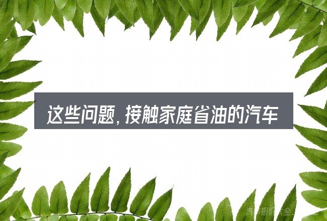 这些问题,接触家庭省油的汽车的人几乎都会遇到