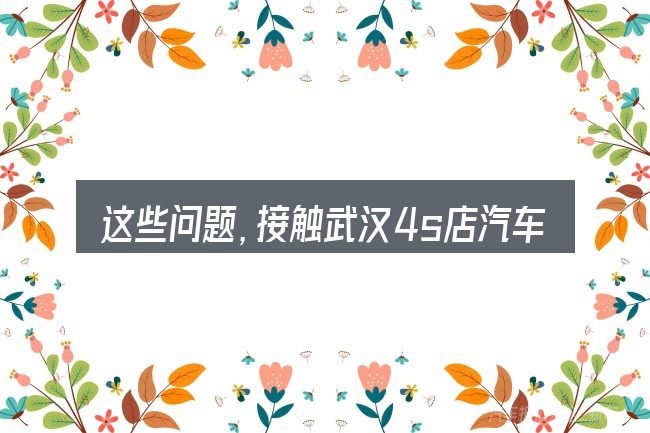 这些问题,接触武汉4s店汽车降价的人几乎都会遇到