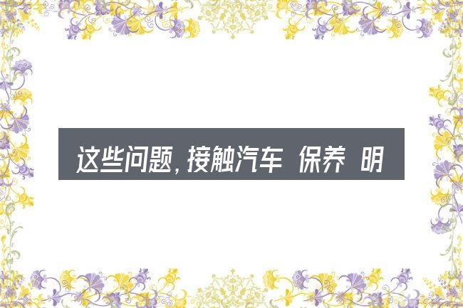 这些问题,接触汽车 保养 明细表的人几乎都会遇到