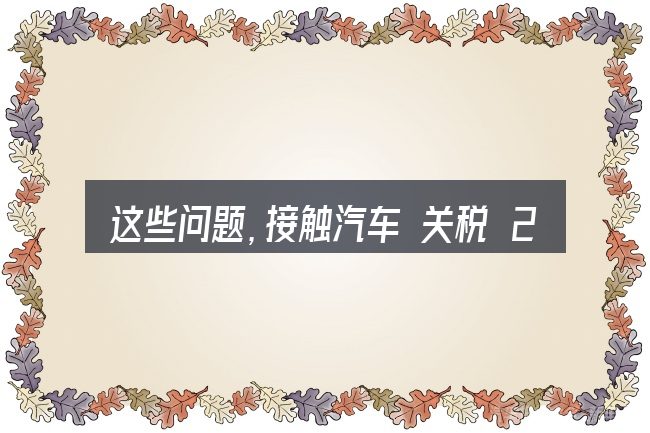 这些问题,接触汽车 关税 25%的人几乎都会遇到