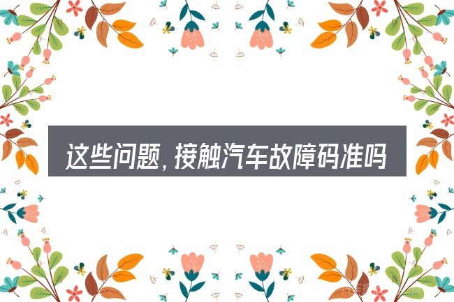 这些问题,接触汽车故障码准吗的人几乎都会遇到