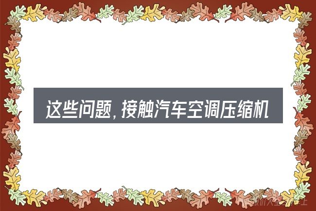 这些问题,接触汽车空调压缩机声大的人几乎都会遇到