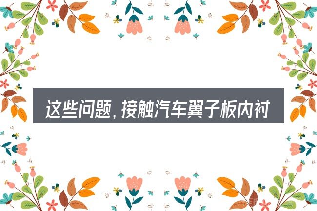 这些问题,接触汽车翼子板内衬松了的人几乎都会遇到