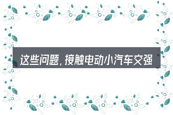 这些问题,接触电动小汽车交强险的人几乎都会遇到