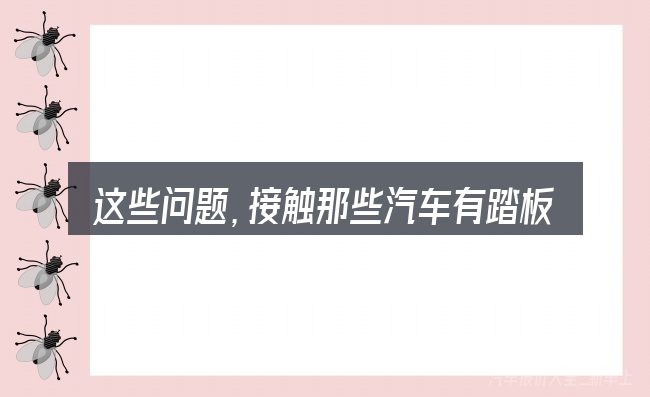 这些问题，接触那些汽车有踏板的人几乎都会遇到