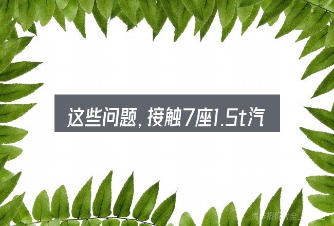 这些问题,接触7座1.5t汽车走山路怎样的人几乎都会遇到