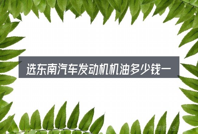 选东南汽车发动机机油多少钱一桶的顺序与方法