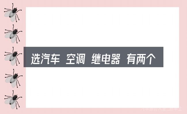选汽车 空调 继电器 有两个的顺序与方法
