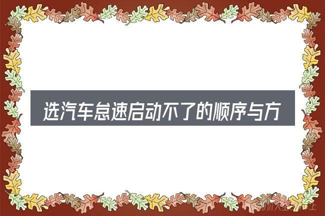 选汽车怠速启动不了的顺序与方法
