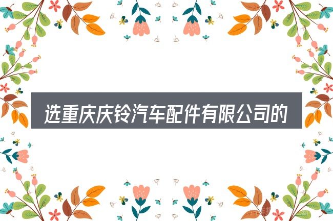 选重庆庆铃汽车配件有限公司的顺序与方法
