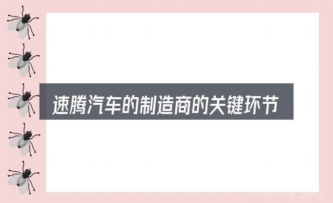 速腾汽车的制造商的关键环节