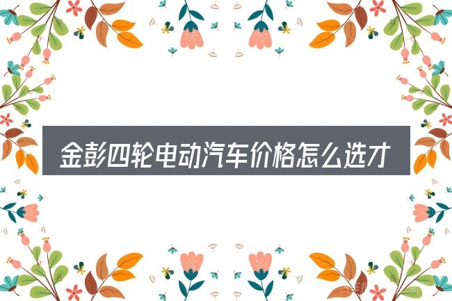 金彭四轮电动汽车价格怎么选才不容易出错