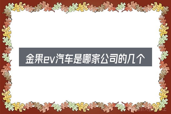 金果ev汽车是哪家公司的几个核心要点