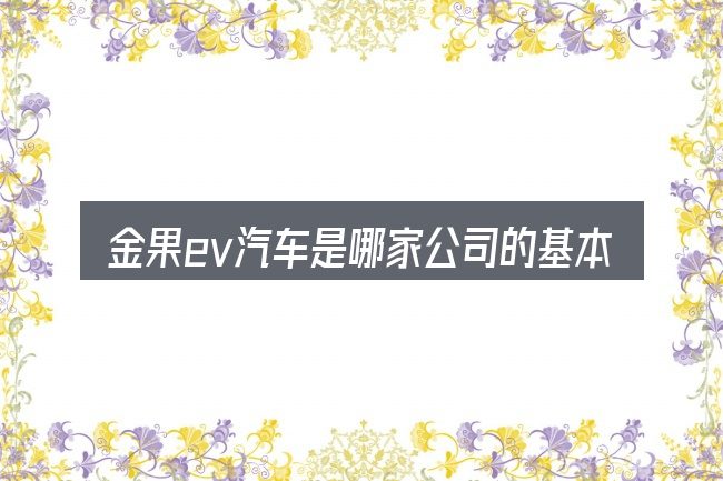 金果ev汽车是哪家公司的基本含义与边界