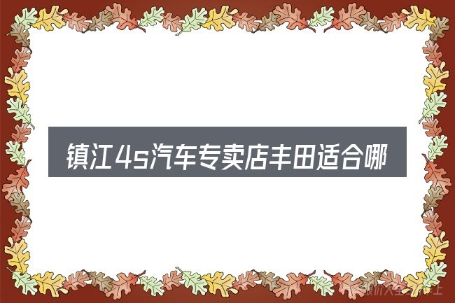 镇江4s汽车专卖店丰田适合哪些场景