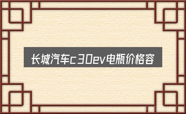 长城汽车c30ev电瓶价格容易踩的坑