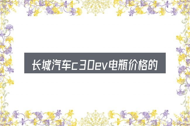 长城汽车c30ev电瓶价格的基本含义与边界
