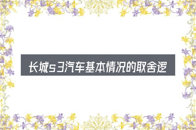 长城s3汽车基本情况的取舍逻辑