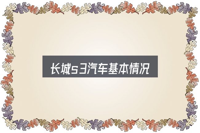 长城s3汽车基本情况怎么看？把关键变量找出来