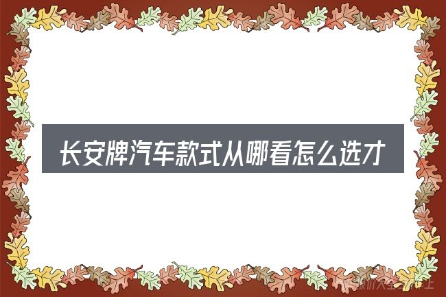 长安牌汽车款式从哪看怎么选才不容易出错