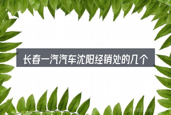 长春一汽汽车沈阳经销处的几个核心要点