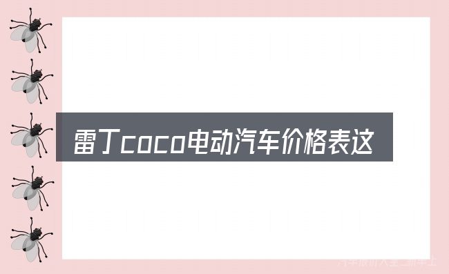 雷丁coco电动汽车价格表这个概念怎么理解
