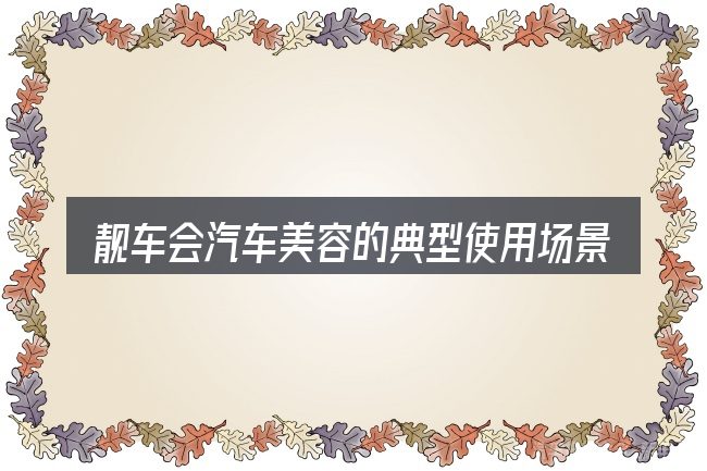 靓车会汽车美容的典型使用场景