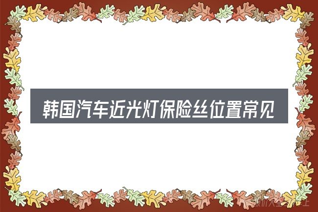 韩国汽车近光灯保险丝位置常见问题解答