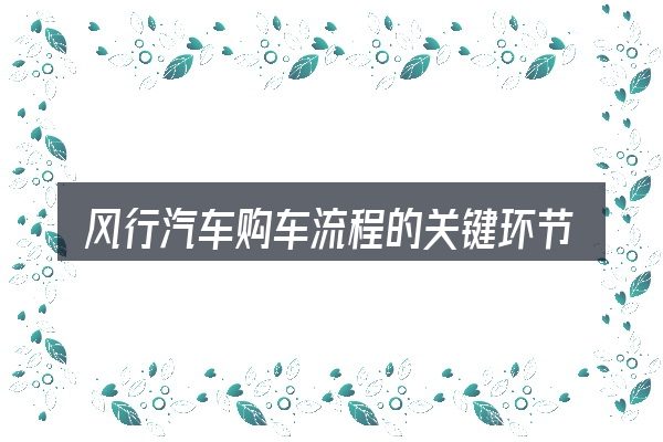 风行汽车购车流程的关键环节