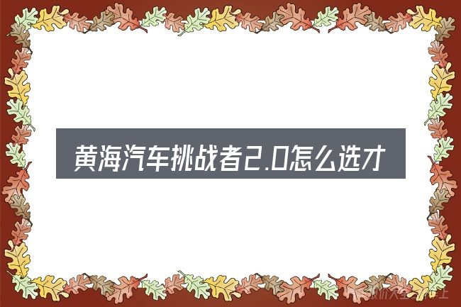 黄海汽车挑战者2.0怎么选才不容易出错