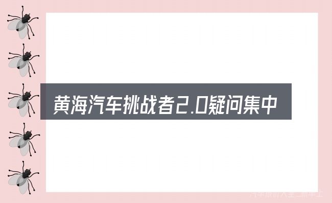 黄海汽车挑战者2.0疑问集中回答
