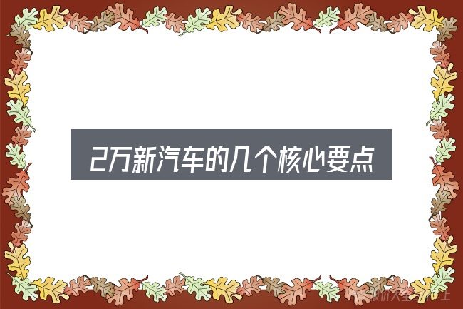 2万新汽车的几个核心要点
