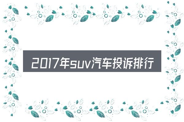2017年suv汽车投诉排行榜的典型使用场景