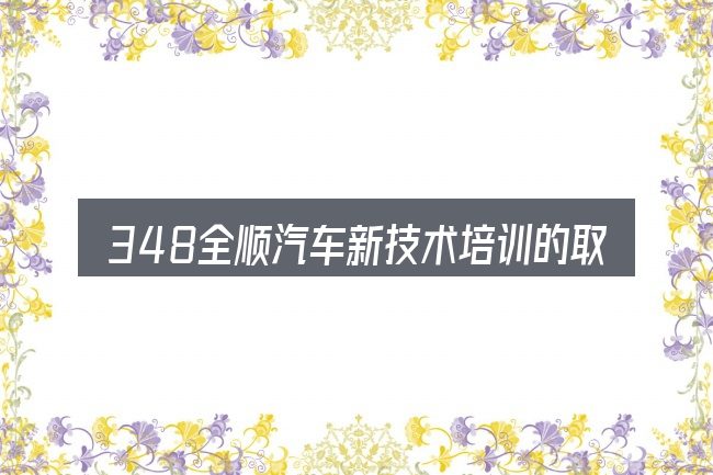 348全顺汽车新技术培训的取舍逻辑