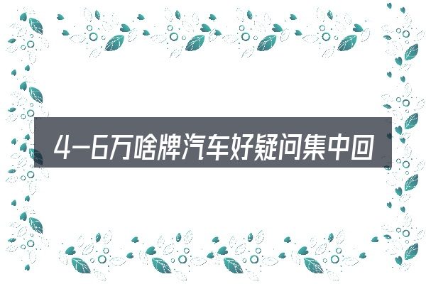 4-6万啥牌汽车好疑问集中回答